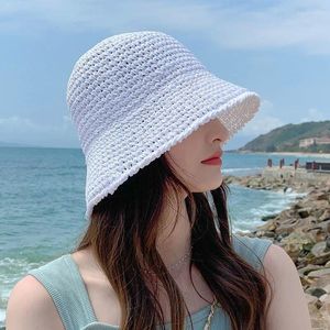 Berretti estivi Scava fuori il cappello da spiaggia traspirante Cappello da pescatore a cupola in maglia Cappellino da donna Parasole Panama Cap intrecciato a secchiello per cappelli da donna