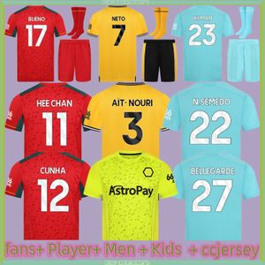 24 Woerhampton WOES SOCCER Jerseys Home NUNES 27 NEVES 8 KILMAN 23 NETO 7 CUNHA 12 PODENCE 10 KALDZIC 18 2023 2024 Jersey Men Kids Football Shirts Man