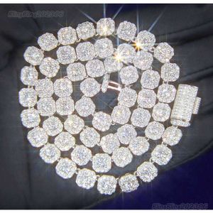 Benutzerdefinierte d Vvs Moissanit Diamant kubanischen Link Kette S925 Silber 8mm 12mm große Tennis Kette solide Rückseite Hiphop Halskette