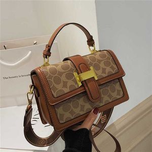 75% bolsa de loja outlet 2023 nova rede de moda feminina textura vermelha pequeno design quadrado impressão um ombro crossbody modelo 5598