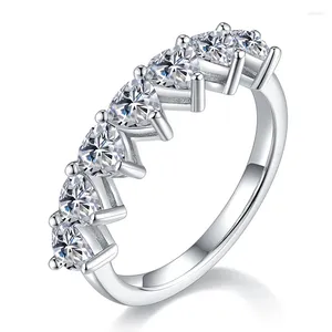 Pierścienie klastrowe SGARIT JEADLIGE 925 Sterling Silver 2.1ct Total VVS1D Trillion Cut Moissanite Diamond Pierścień zaręczynowy Wedding Eternity Band