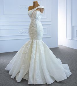 2024 Luxury Mermaid Wedding Dresses for Women One Shoulder Crystal Tassel Lace Bridal Bride Gowns Customed Vestidos De Noiva
