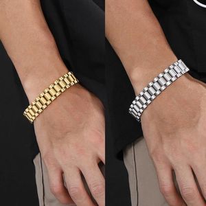 Kette Neue Edelstahl Vergoldet Abnehmbare Armbänder Armbänder Armreifen für Frauen Männer Hiphop Silber Uhr Wrap 231016