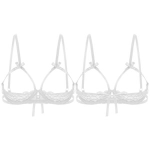 Offener Nippel-BH, sexy erotischer Damen-BH mit offenem Körbchen, ausgeschnittene Brustunterwäsche, durchsichtig, transparente Spitze, Dessous-Regal, Unterwäsche243q