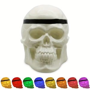 1pc Halloween LED Skull Lamp, 8-Color Breathing Mode Skull Night Light, Gothic Decor Lamps, Skeleton Light Up Lamp For Game Room Party Horror Decoration,