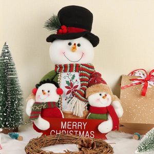 Plush Dolls Christmas Decoration Short Printe Santa Claus Snowman Doll for Tree Ornaments Figurin Room Decor Gift 231016