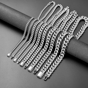 6mm-14mm Hip Hop Titanium Steel Miami Cuban Link Chain 18K Real Gold Plated High Polished Mens Necklace Jewelry Accessories