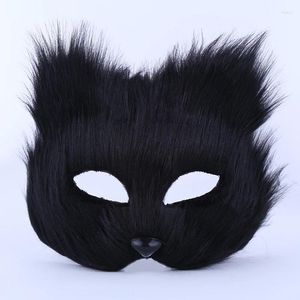 Parti Malzemeleri Cadılar Bayramı Maskeleri Hayvan Cosplay Furry Beyaz Siyah Yarım Yüz Maskesi Noel Karnavalı Kostüm Sahne