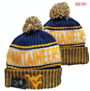 Men's Caps NCAA Hats All 32 Teams Knitted Cuffed Pom Mountaineers Beanies Striped Sideline Wool Warm USA College Sport Knit hat Hockey Beanie Cap For Women's A0