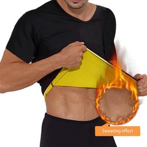 Homens camisetas 2022 homens cintura treinador suor neoprene corpo shaper perda de peso sauna shapewear treino camisa colete fitness ginásio t318p