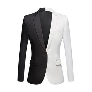 Moda Bianco Nero Rosso Patchwort Cappotto casual Uomo Blazer Cantanti di scena Costume Blazer Slim Fit Party Prom Giacca da uomo 274h