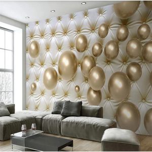 Custom any size photo 3d stereo metal spherical soft bag modern TV background wall gold balls 3d walpapers