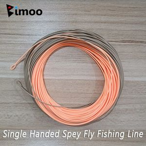 Braid Line Bimoo 90ft enkelhandad Spey Fly Fishing Line Weight Fowarded Floating Fly Line med 2 svetslingor WF-1F ~ WF-7F Camo Peach 231016