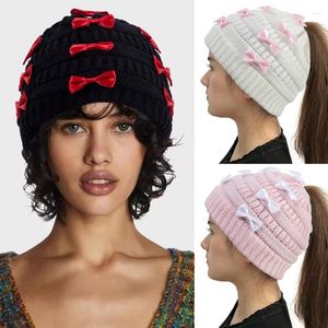 Ball Caps Teens Keep Warm Beanie Bowknot Decor Knit Hat Winter Driving For Girls Boys