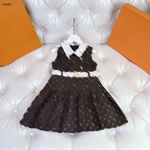 abito canotta di moda di marca per ragazza Decorazione cintura bianca Abito per bambini Taglia 110-160 CM Lettera Fiore Stampa completa Gonna bambino Sep20