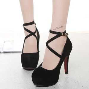 Dress Shoes Suede Women High Heels Sexy Stiletto Pumps Platform Black Red Blue Party Wedding Woman 8cm Bottom Office 231013