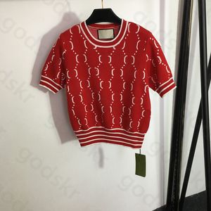 Casual Lett Print Knitwear Kobiety z dzianiny z dzianiny z dzianiny z dzianiny z krótkim rękawem