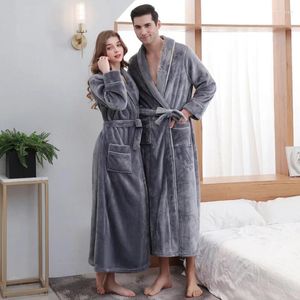 Женская одежда для сна, зимняя ночная рубашка, утолщенная и удлиненная фланелевый халат, мужская пара, длинные свободные пижамы большого размера