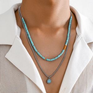 Hänghalsband små stenpärlor med rund halsband för män trendiga skiktade kedjor på nacktillbehör 2023 modesmycken gåvor