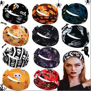 Modne kostiumy na Halloweenowe opaski na imprezę Bowknot Turban Opaski na głowę czaszka drukowana opaska do włosów trening fitness Fitness Hairband