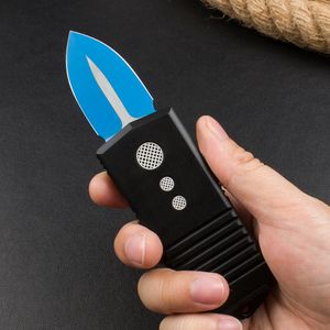 H1102 High End Auto Tactical Knife 204p Double/Single Edge Blue Coated Blade CNC Aviation Aluminium Handle EDC Pocket Knives With Nylon Mantel