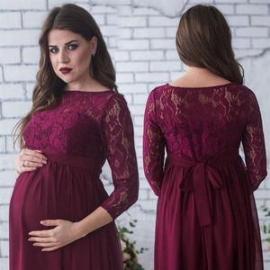 Sukienki swobodne kobiety macierzyńskie sukienka plisowana Maxi ciąża Baby Shower Wedding Suknia 214G