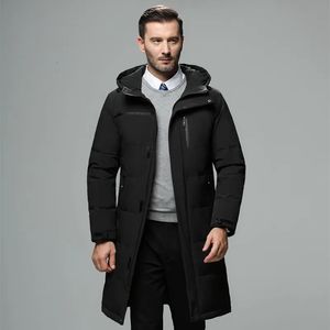 Men's Down Parkas Winter high quality long men's down jacket thickened warm large size coat fashion long white duck down windproof down jacket 231016