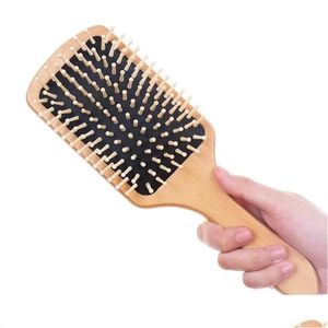 Cleaning Brushes Wood Comb Professional Healthy Paddle Cushion Hairs Loss Mas Brush Hairbrush Combs Scalp Hair Care Healthys Wooden Dhfyf