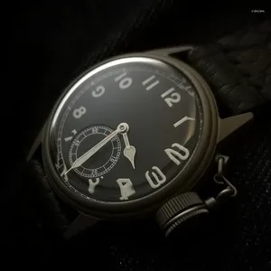 Wristwatches Luxury Men Mechanical Wrist Watches Small Second Sapphire Fine Steel Titanium Sand Bronze Frog Watch Pt5000 Navy Military