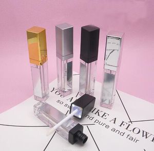 7 ml LED -tomma läppglansrör flaskor med spegel fyrkantig läppglans flaskflaska läppglans påfyllningsbara flaskor behållare plast makeup förpackning guld sliver