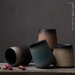 Muggar handgjorda keramiska koppar från Jingdezhen med chu ugn forntida porslin och japansk retro konstnärligt minimalistiskt märke