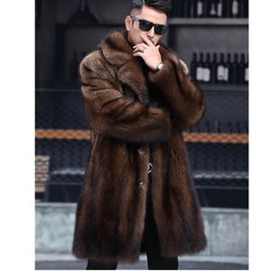 جاكيتات الرجال Mink Mink Coat Men Men Men كل الخريف والشتاء سماكة منتصف الطول كبير الرجال المقلدة الفراء معطف عارضة الرجال الشتاء 231016