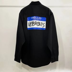 Женские блузки Рубашки черные VETEMENTS с длинным рукавом 1 синяя этикетка Oversized Мужская внутренняя бирка 231016