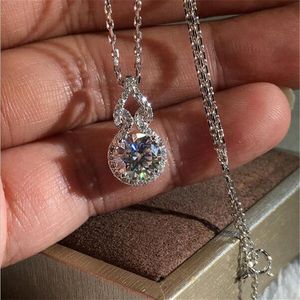 2020 Neuer meistverkaufter schlichter Modeschmuck 925 Sterling Silber Rundschliff Solitaire Weißer Topas Diamant Damen Dame Damen Schlüsselbein 267d