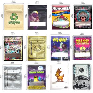 6*8 CM 1g Mylar-Beutel, wiederverschließbarer Reißverschluss, Aluminiumfolie, Süßigkeiten, Gummibärchen, Blumen, Lebensmittel, essbar, leere Verpackung, Mini-Ziploc-Kunststoffbeutel