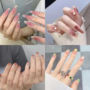 Faux ongles 24pcs automne et hiver brun preess sur mignon longueur moyenne faux couverture complète bâton statique pour femmes filles