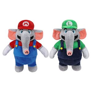 10,6 tum elefant cosplay plysch leksaker röda gröna fyllda djur docka roliga plyschar figur långa näsa luigi plushie gåvor till barn