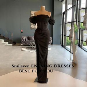 Party Dresses Smileven Sexy Black Saudi Arabia Corset Mermaid Evening Soft Satin Prom Dress Gowns