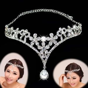 Headpieces Women Österrike Crystal V Form Water Drop Crown Tiaras Hairwear Wedding Bridal smycken Tillbehör