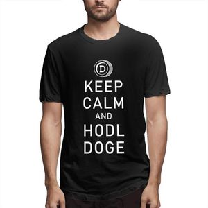 Herr t-shirts dogecoin håller lugn och hodl doge crypto rolig grafisk tee kort ärm t-shirt topps3171