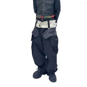 Męskie spodnie Odłączana torba wielofunkcyjna siodło mężczyźni kobiety streetwear Hip Hop Outdoor luźne swobodne spadochronowe ładunek y2k