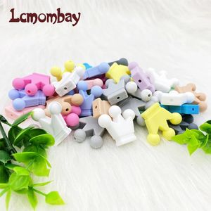 Dişör oyuncakları 50pcs silikon taç boncuklar bebek diş çıkarma oyuncakları gıda sınıfı diy kolye bilezik emziği zinciri silikon teter bpa ücretsiz 231016