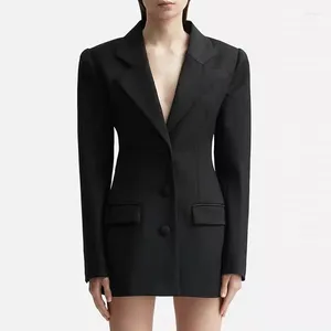 Ternos femininos Shinny Rhinestone Backless High Street Lady Office Sexy Casaco Mulheres Entalhado Single-breasted Manga Longa Sólida Blazer Preto