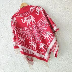 Szaliki Podróż Jacquard Elephant Pashmina 140 140 cm Square Kobiety Kaszmirowy Szal i owijają Vintage Tassel Hidżabs Muffler2337