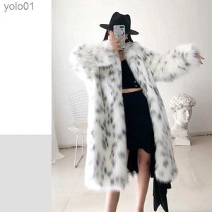 Futra kobiet faux fur wepbel faux futra płaszcza lapel wielki wykop luksusowy fałszywy płaszcz futra moda futro bez paska futra pełna sut zima grube futro 231121