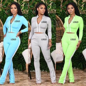 Womens Two Piece Pants custom two piece pants set zip up reflective crop top sporty elastic outfit fall women clothes 2 231016