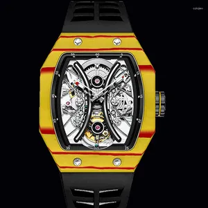 Armbanduhren Aesop Tourbillon mechanische Uhr für Männer Skelett wasserdicht Saphir leuchtende Uhr Zifferblatt Lünette Sportuhren Armbanduhr