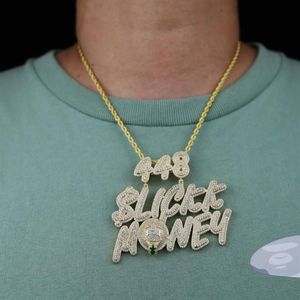 Chains Hip Hop Big Money Letter Pendant Necklace Iced Out Bling Cubic Zircon Men's Rapper Jewelry Top Quality Fashion Drop Sh224Y