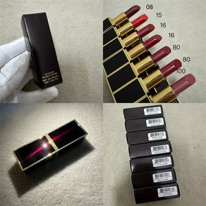 Tom Lipstick Girl Lip Beauty Rossetti opachi Nero Classico tubo quadrato Rossetto 7 colori Stock Colore labbra di qualità originale Rouge A Levres 3g Logo del designer con spedizione veloce