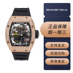 Автоматические часы Tourbillon Swiss RM1102 Титан NTPT RichareMill Band Diamond Set и Автоматические механические наручные часы Механизм W64G с логотипом